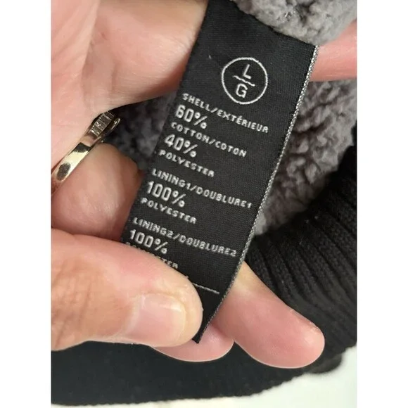 Buffalo David Bitton Jacket Mens Large Black Full Zip Up Hoodie Sherpa Lined - Picture 3 of 5